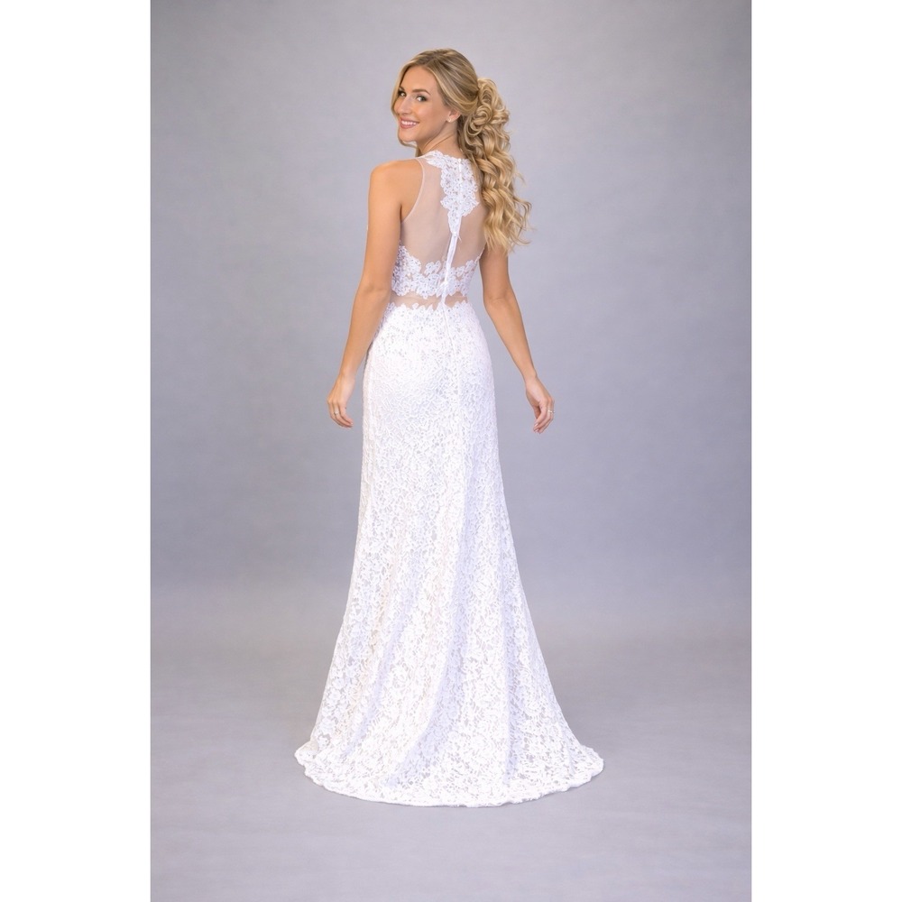 Wedding Gown Size S White Mermaid Diamonds Sequins Lace Bridal Dress Bride Chic - Picture 16 of 16
